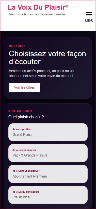 Boutique avec les offres de Plaisirs et abonnements